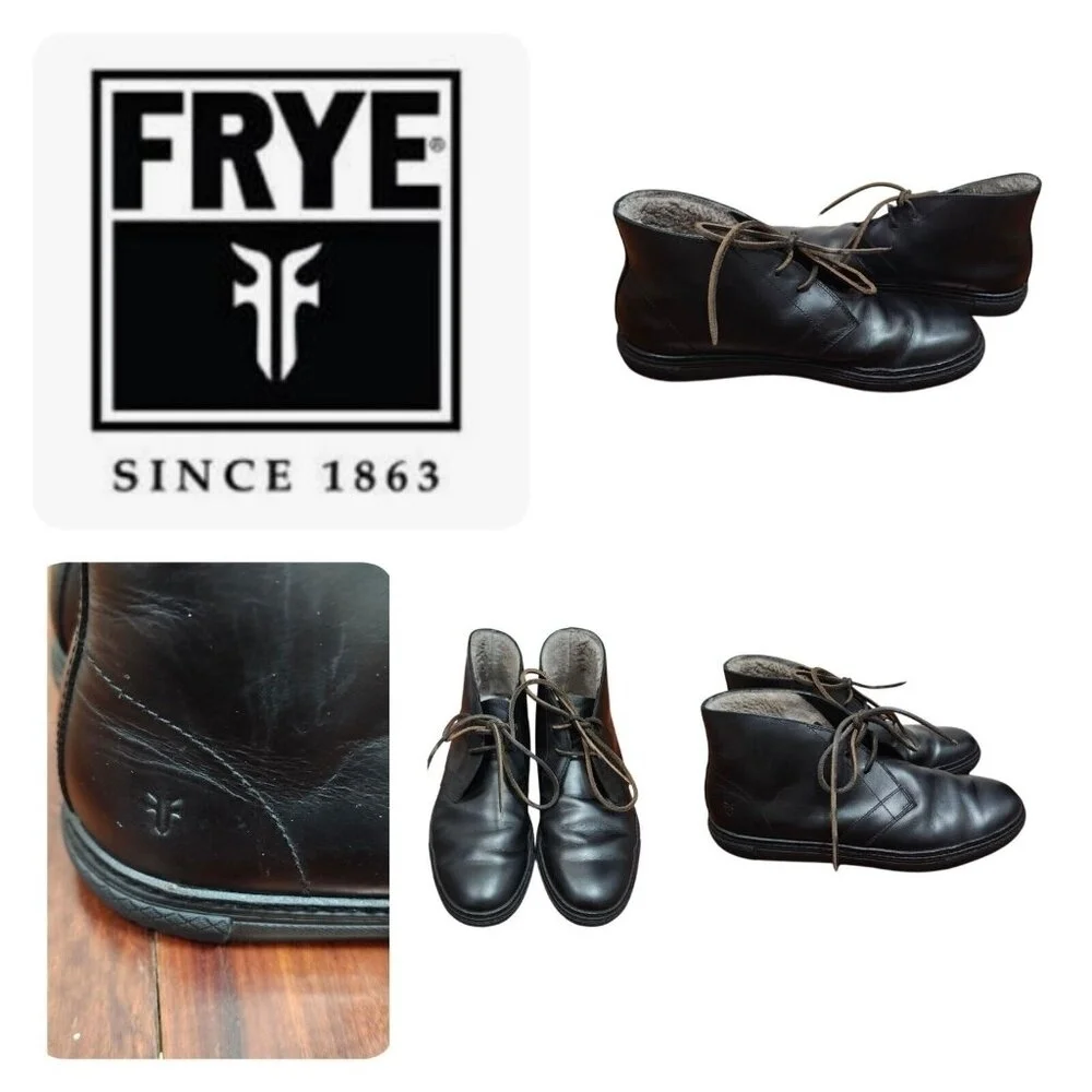 FRYE Shearling Leather Boots Black US 10 Winter Men  Shoes